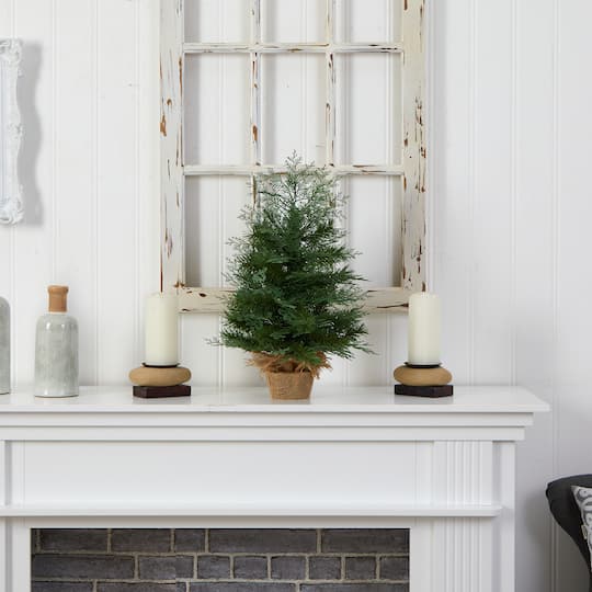 2ft. Pre-Lit Artificial Christmas Tree in Burlap Base, Warm White LED Lights